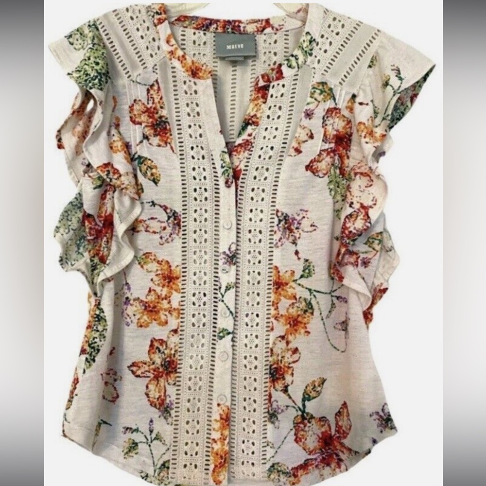 Maeve Floral Ruffle Blouse - Multicolor